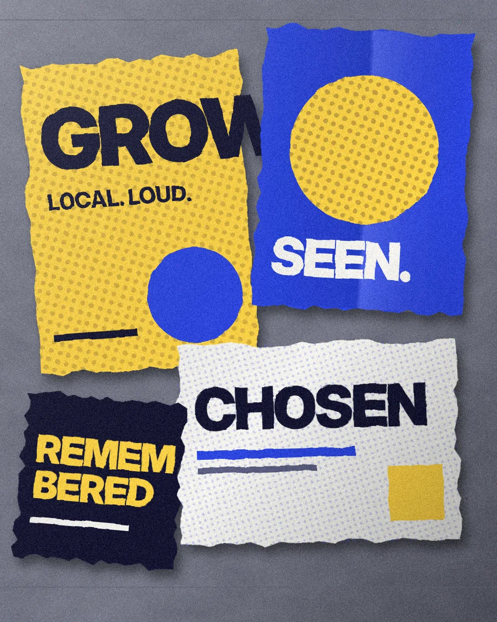 Sample image: brand posters pasted on a concrete wall